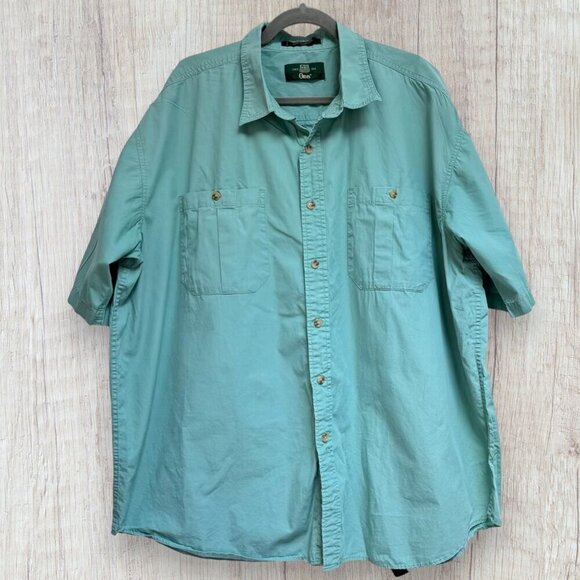 ORVIS 100% Cotton Short Sleeve Button Down Men's Shirt Light Teal Mens XXL - Picture 1 of 3